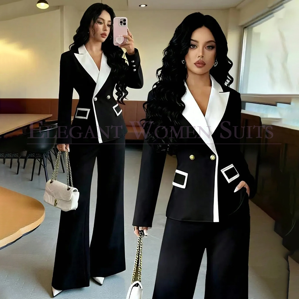Blazer Set Women Formal - Luxuriöse Schwarze Damenkostüme 2-teilig Jacke und