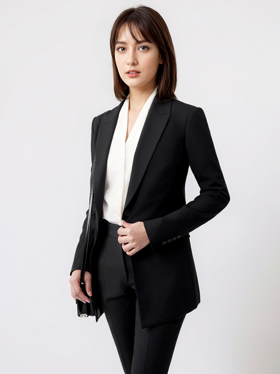 Women Formal Wear With Black Blazer - Frauen Anzüge Set Blazer Hose Büro