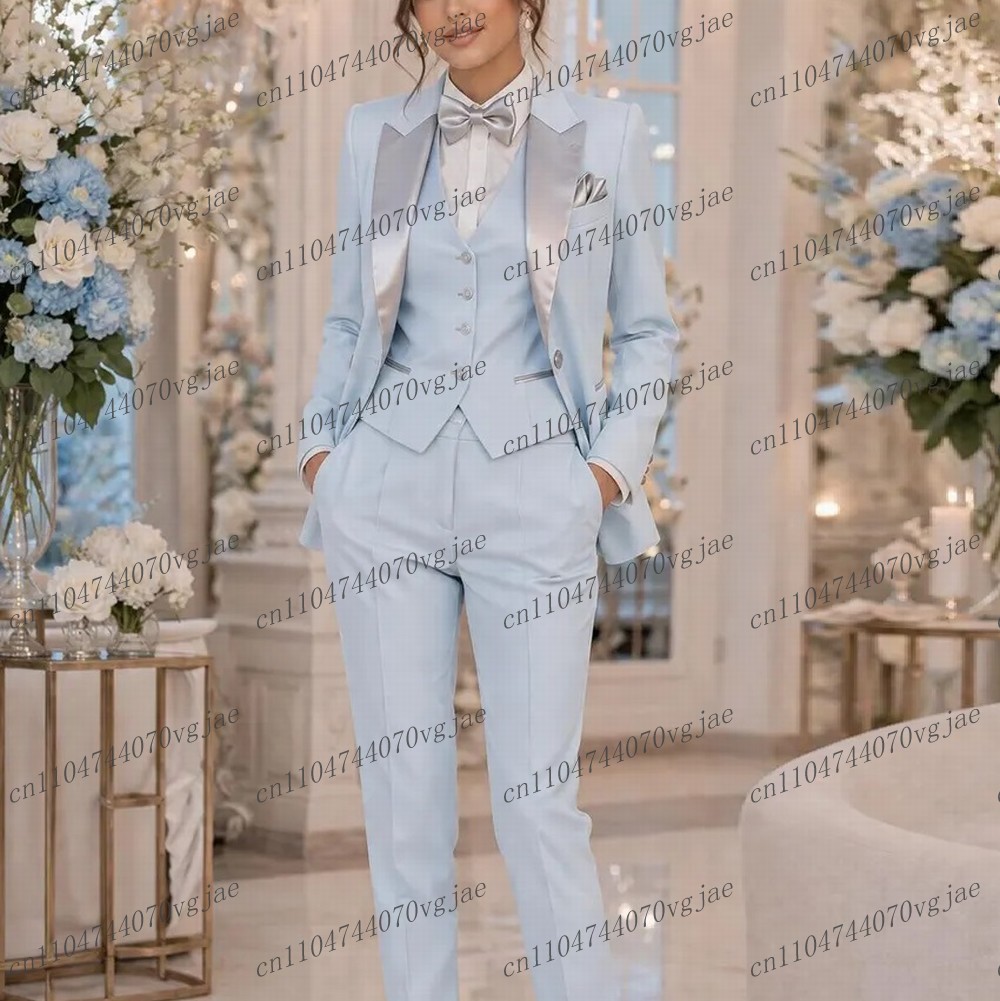 Blazer Set Women Formal - Hellblauer formeller Business-Anzug für Damen, Hochzeit,