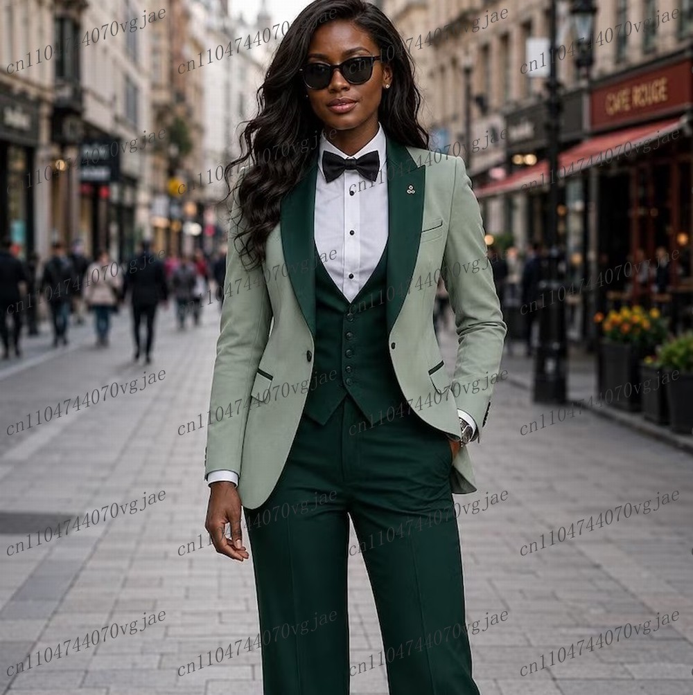 Blazer Set Women Formal - Mintgrüner und dunkelgrüner formeller Business-Anzug für