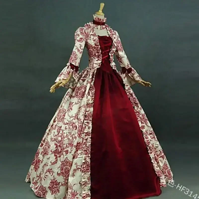 Women'S Gothic Formal Wear - Übergröße Damen Gothic Blumen-Spitzenrobe Mittelalter Renaissance