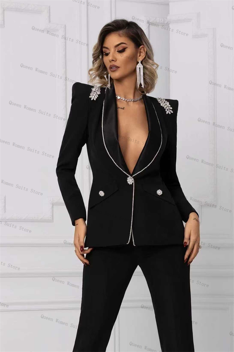 Kristalle Schwarzer Damen-Anzu – Women Formal Wear With Black Blazer Bewertung und Preis