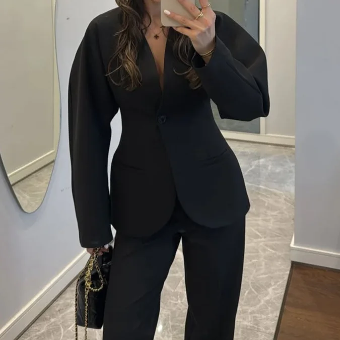2025 Neuer Damen-Hosenanzug in – Women Formal Wear With Tie Bewertung und Preis