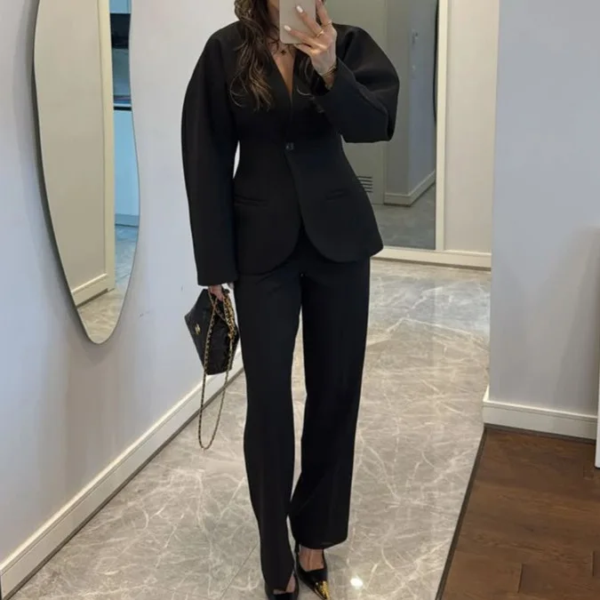 2025 Neuer Damen-Hosenanzug in – Women Formal Wear With Tie Bewertung und Preis