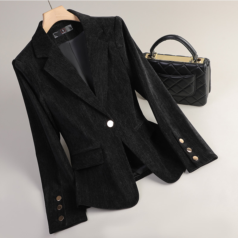 Gelbgoldener Samt-Blazer für D – Women Formal Wear Business Bewertung und Preis