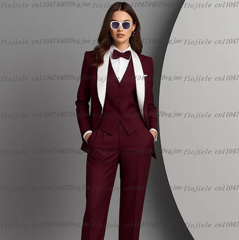 Weißer Burgunderroter formelle – Blazer Set Women Formal Bewertung und Preis