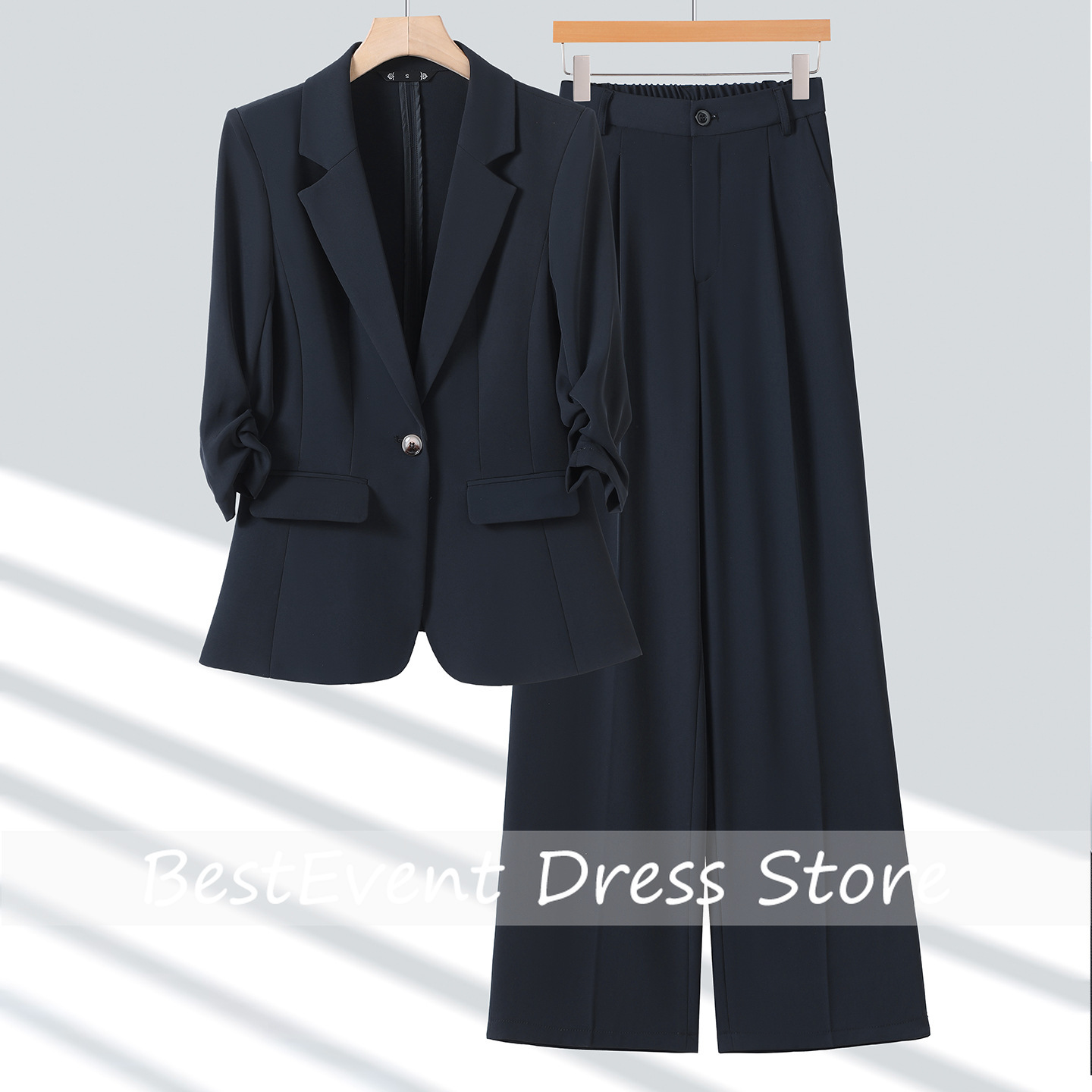 Hellblaues Damen-Hosenanzug-Se – Blazer Set Women Formal Bewertung und Preis