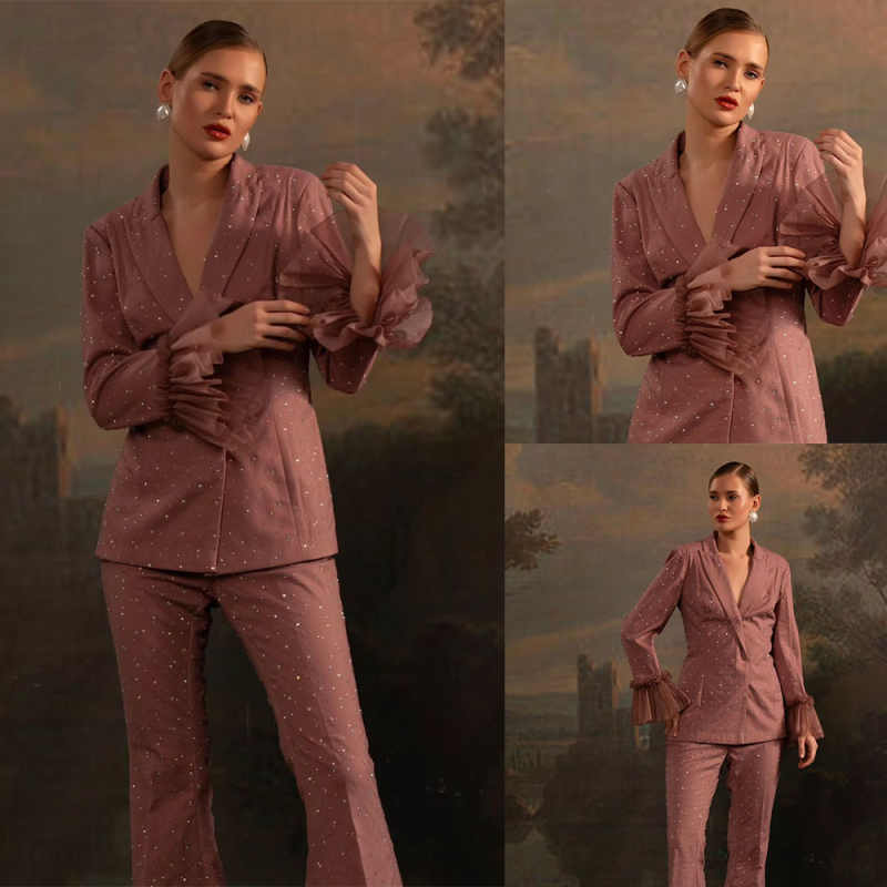 Perlen-Blazer-Sets für Damen,  – Women Formal Wear With Tie Bewertung und Preis