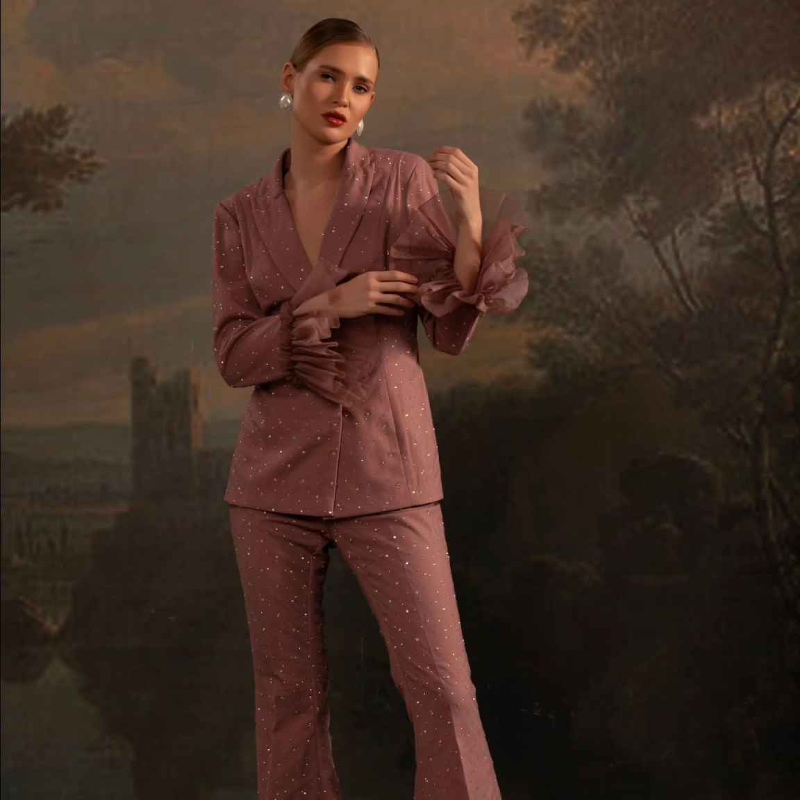Perlen-Blazer-Sets für Damen,  – Women Formal Wear With Tie Bewertung und Preis