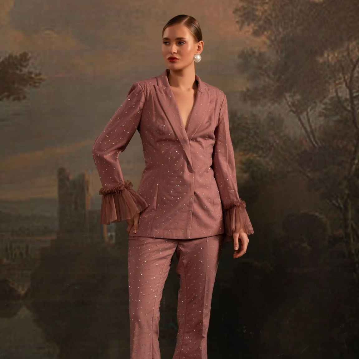 Perlen-Blazer-Sets für Damen,  – Women Formal Wear With Tie Bewertung und Preis