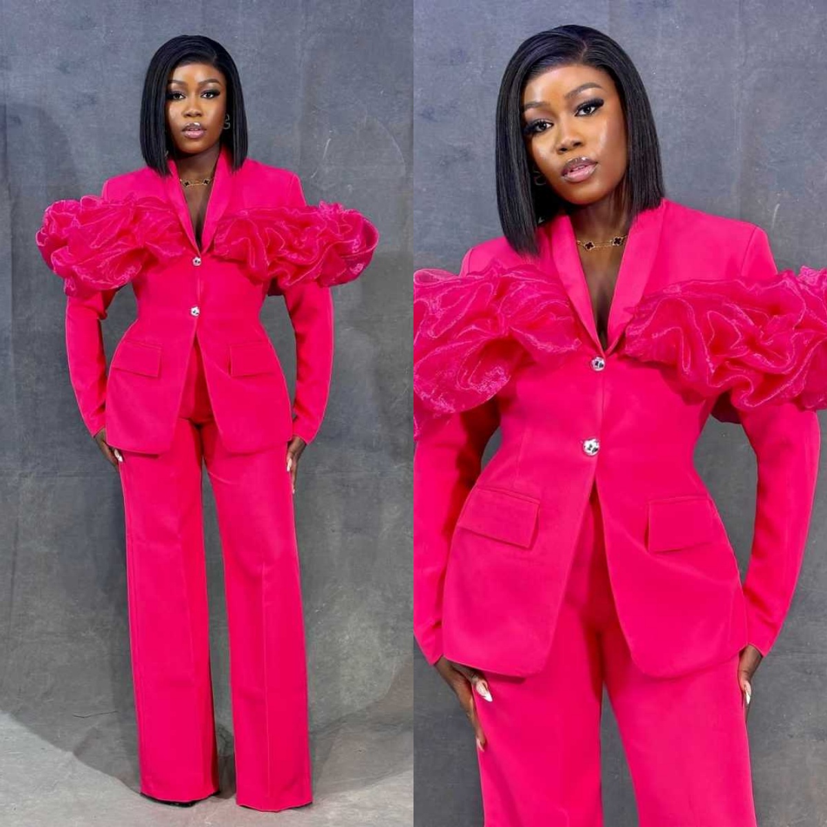 Maßgeschneiderte Hot Pink Dame – Women Formal Wear With Tie Bewertung und Preis